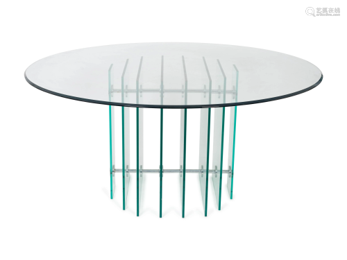 A Modernist Glass and Aluminum Circular Dining Table