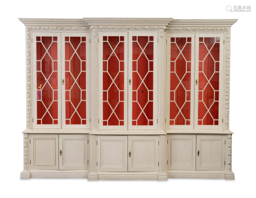 A George III Style White-Painted Breakfront Bookcase