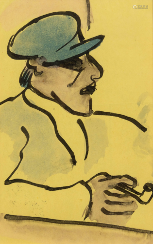 Max Pechstein (German, 1881-1955) Fischer mit blauer