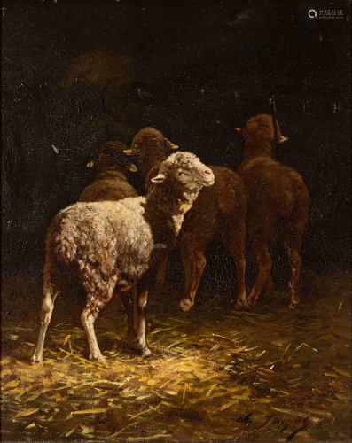 Charles Emile Jacque (French, 1813-1894) Sheep at a
