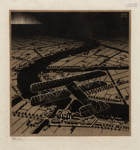 M.C. Escher (Dutch, 1898-1972) Aeroplane above …
