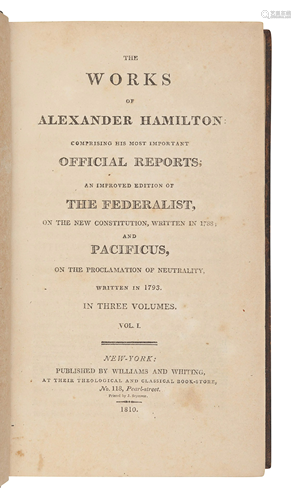 HAMILTON, Alexander (1757-1804). The Works of Al…