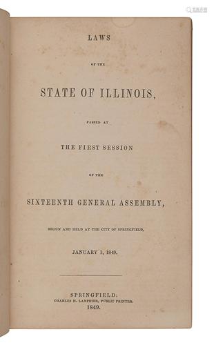 [MORMONISM]. Laws of the State of Illinois, Passe…