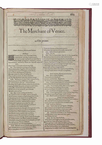 SHAKESPEARE, William (1564-1616). The Merchant of