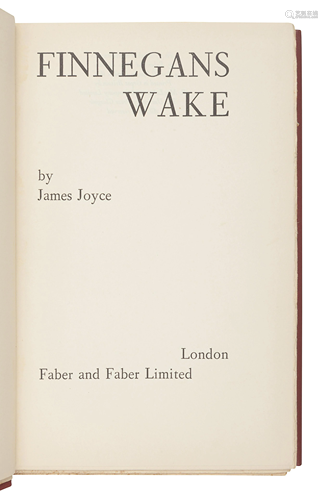 JOYCE, James (1882-1941). Finnegans Wake. Lond…