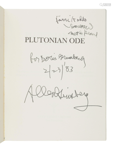 GINSBERG, Allen (1926-1997). Plutonian Ode and Other