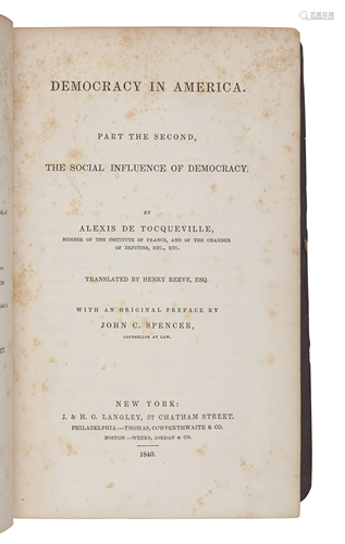 TOCQUEVILLE, Alexis de (1805-1859). Democracy in