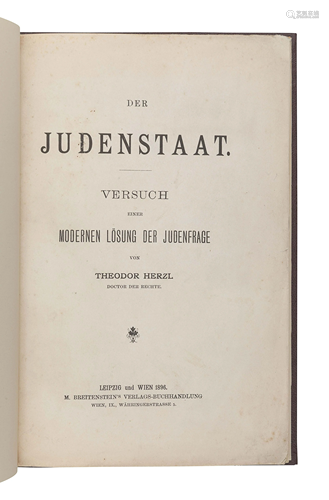 [JUDAICA]. -- HERZL, Theodor (1860-1904). Der