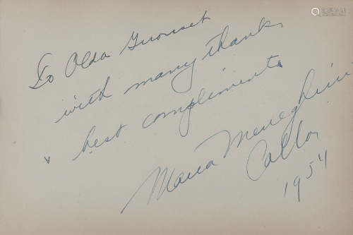 CALLAS, Maria (1923-1977). Autograph note signed