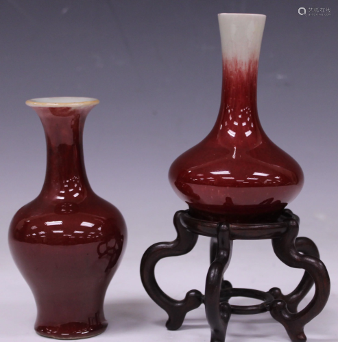 EARLY CHINESE OX BLOOD VASES, LOT OF (2)