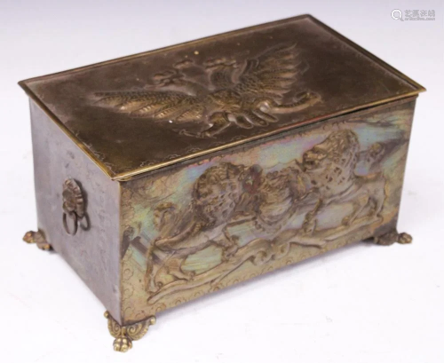 CONTINENTAL BRASS FOOTED BOX W/ DOUBLE EA…