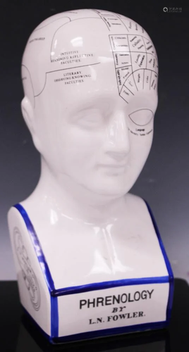 L.N. FOWLER, PHRENOLOGY CERAMIC BUST