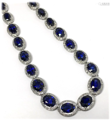 LADYS SAPPHIRE & DIAMOND 14KT NECKLACE, …