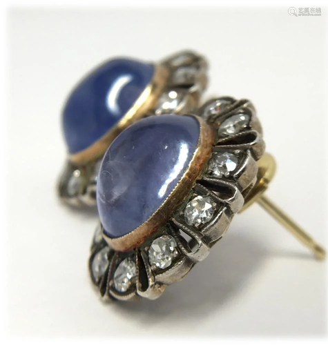 SAPPHIRE & DIAMOND EARRINGS, 18KT & STERLING