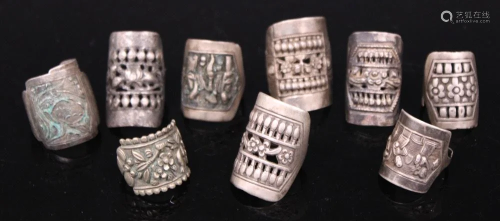 (10) CHINESE SILVER VINTAGE RINGS