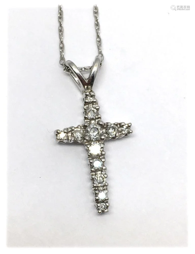 14KT CROSS & WHITE GOLD NECKLACE