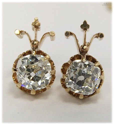 18KT ANTIQUE BEADED DIAMOND STUD EARRINGS