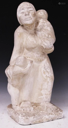 VINTAGE PLASTER STATUE OF MOTHER W/ CHIL…