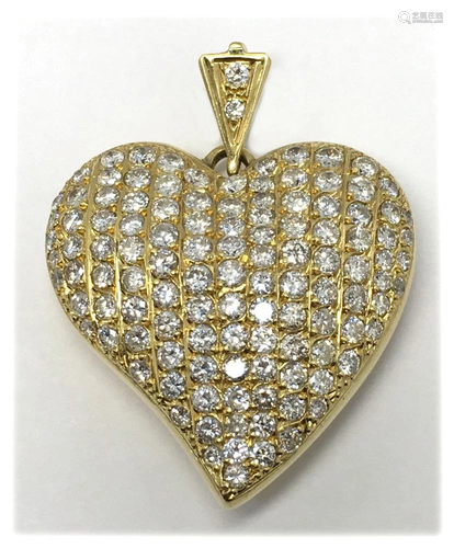 18KT PAVE DIAMOND HEART PENDANT, 5 CTS. DIA…