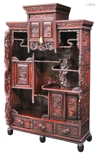 JAPANESE 19TH C. FINELY CARVED CABINET