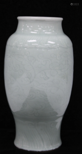 CHINESE CELADON SCULPTED VASE, 19TH C. OR …
