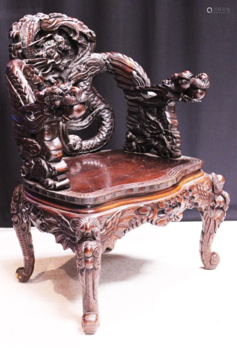 JAPANESE 19TH C. CARVED ARM CHAIR