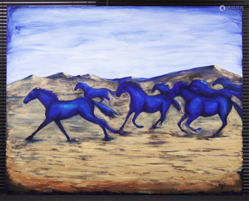 RUNNING BLUE HORSES, CONTEMPORARY O…