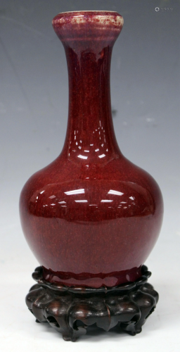 CHINESE OX BLOOD PORCELAIN VASE, (QING DY…
