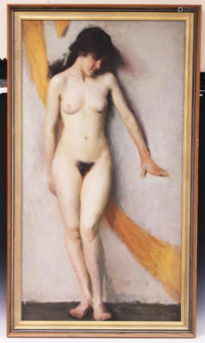 EARLY 20TH C. O/C, PORTRAIT OF NUDE