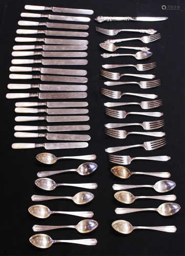 STERLING SILVER, MOTHER OF PEARL FLATWARE…