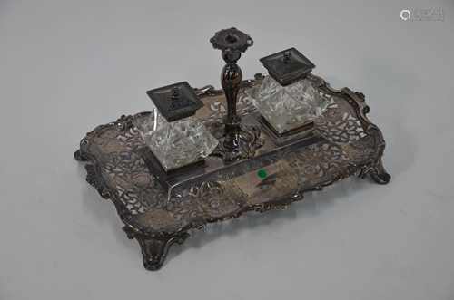 A Victorian silver inkstand