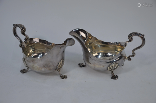 Newcastle Assay: Pair of George II sauce boats 1754