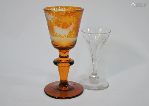 A 19th century German amber flash goblet and