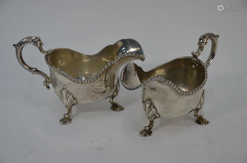 Pair of silver sauce boats London 1932