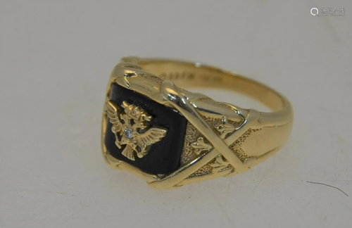 A diamond set signet ring