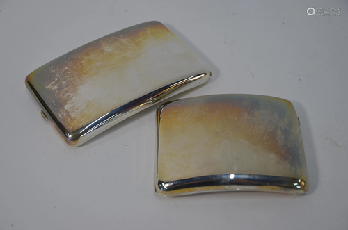 Two heavy quality silver hip-pocket cigarette cases