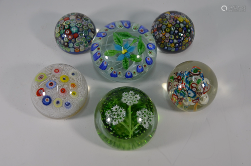 Collection of six glass paperweights