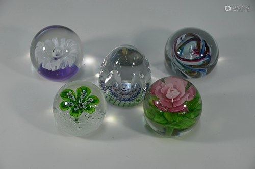 Collection of various glass paperweights