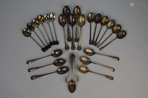 Three sets of silver coffee spoons