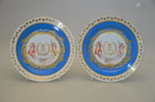 A pair of 19th century SÃ¨vres cabinet plates