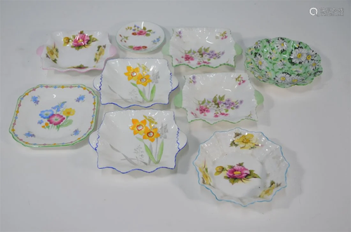 Nine various Shelley china pin dishes