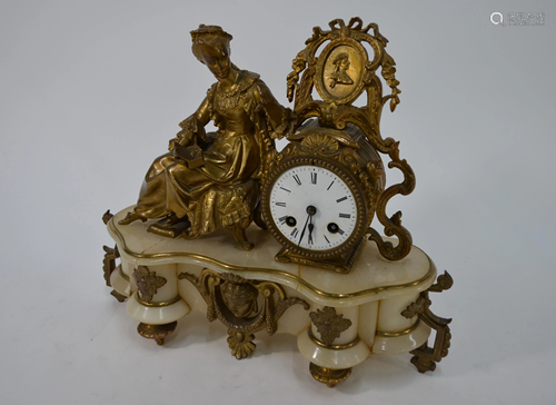 A late 19th century gilt-metal mounted alabaster drum