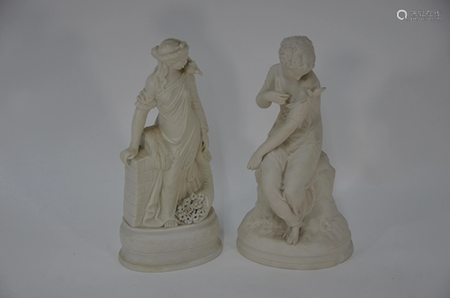 Two 19th century Continental Parian porcelain fi…