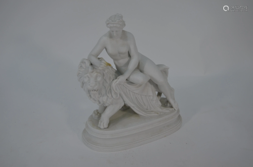 A 19th century Parian group 'Una and the Lion'