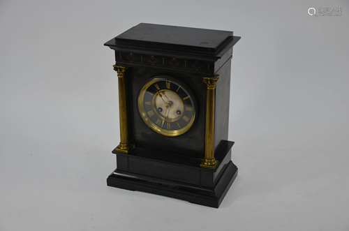 A late 19th century gilt-metal mounted slate mantel