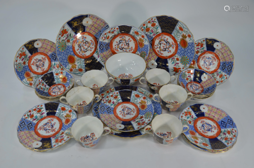 A part set of Victorian bone china Imari pattern