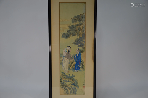 A 20th century Chinese painting on silk, a rocky