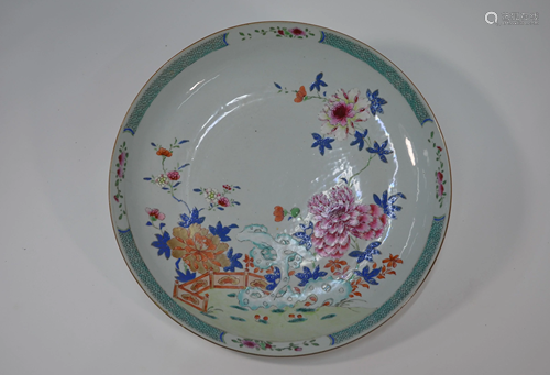 A pair of large Chinese export famille rose chargers,