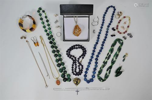 A collection of bead necklaces