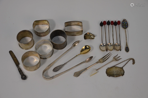 Silver napkin rings, etc.